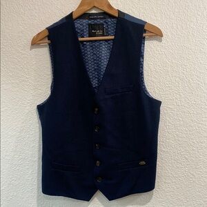 Made With Love by Scotch Men's Blue Button Up Vest Sz M